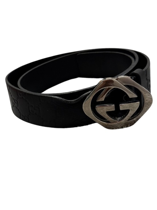 Gucci Other - Gucci Interlocking GG Buckle Belt Black Guccissima Leather 95-38 182120 525040